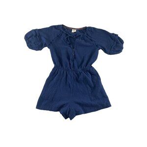 Knox Rose Women's Blue Short Sleeve Bohemian Romper - Medium